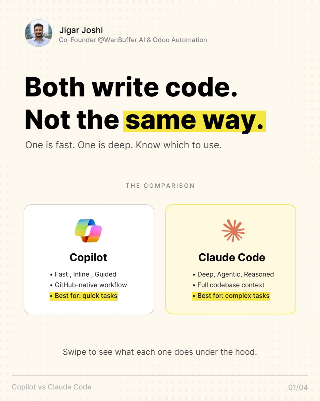Copilot vs Claude Code — visual note cover